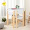 White Kids Art Table and Chair Set with Drawer Paper Roll and 2 Markers